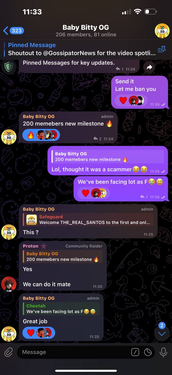 Baby Bitty spam control proof screenshot